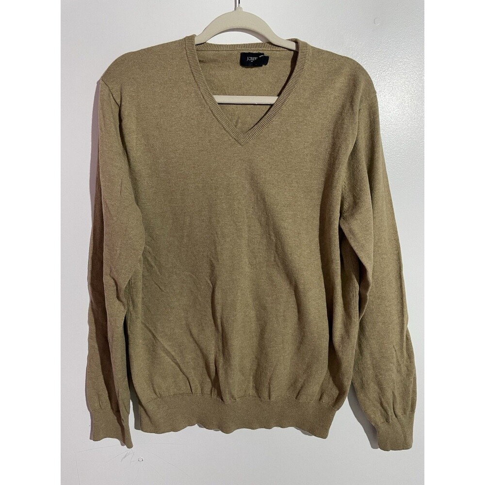 J Crew Sweater Mens L Tan Merino Wool Cotton Academia Preppy Business Office